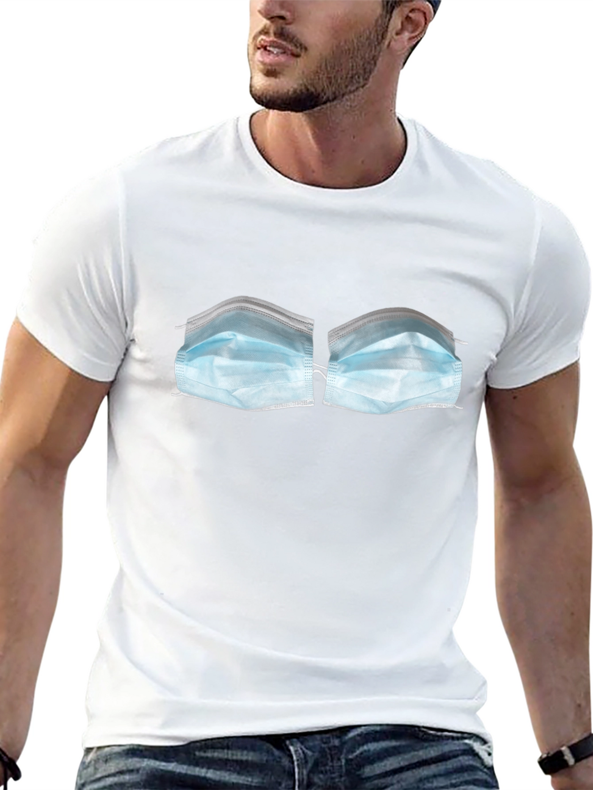 Face Mask Bra T-Shirt - Novelty Funny Top