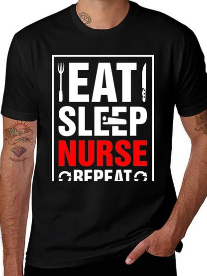 Eat Sleep Nurse Repeat Black T-Shirt