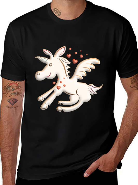 Unicorn Heart Wings Graphic Tee - Black