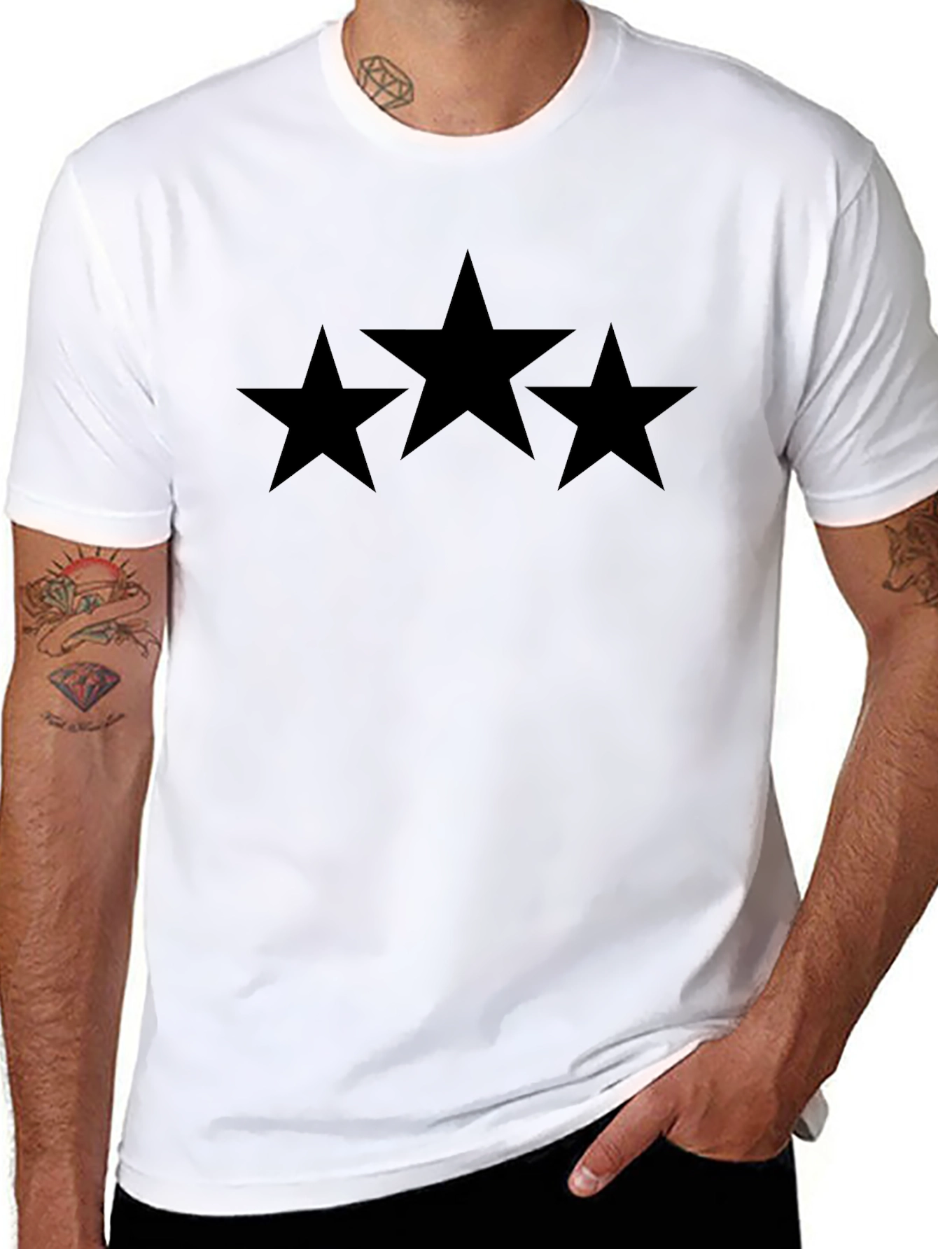 Black Star Graphic T-Shirt - Mens Casual Tee