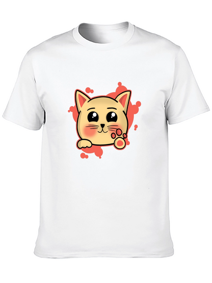 Cute Cat Cartoon Graphic Tee - Black T-Shirt