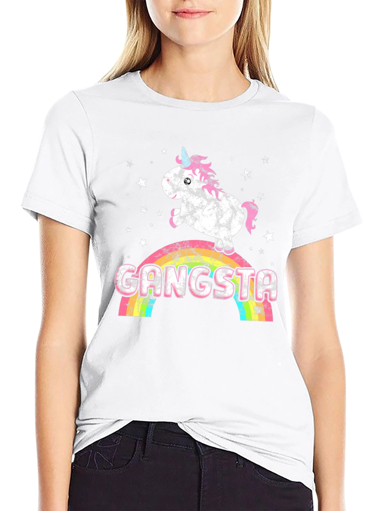 Gangsta Unicorn Rainbow Graphic Tee