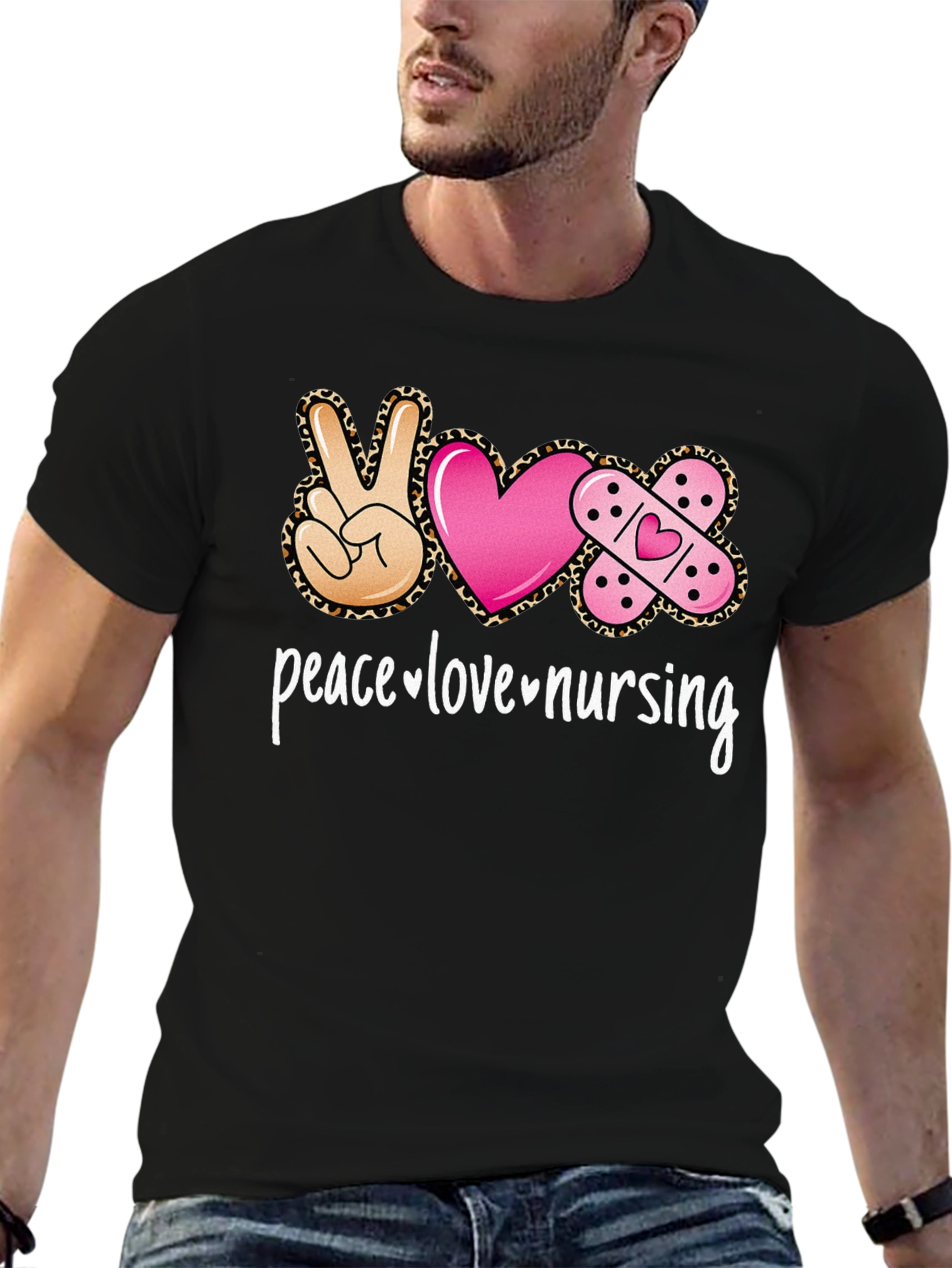 Peace Love Nursing Graphic T-Shirt