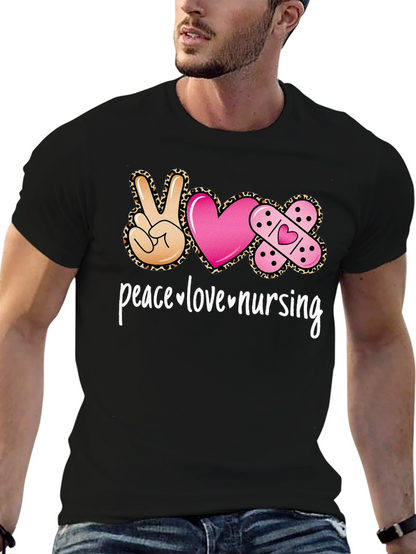 Peace Love Nursing Graphic T-Shirt