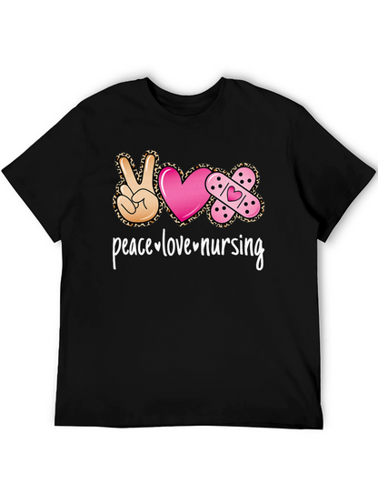Peace Love Nursing Graphic T-Shirt