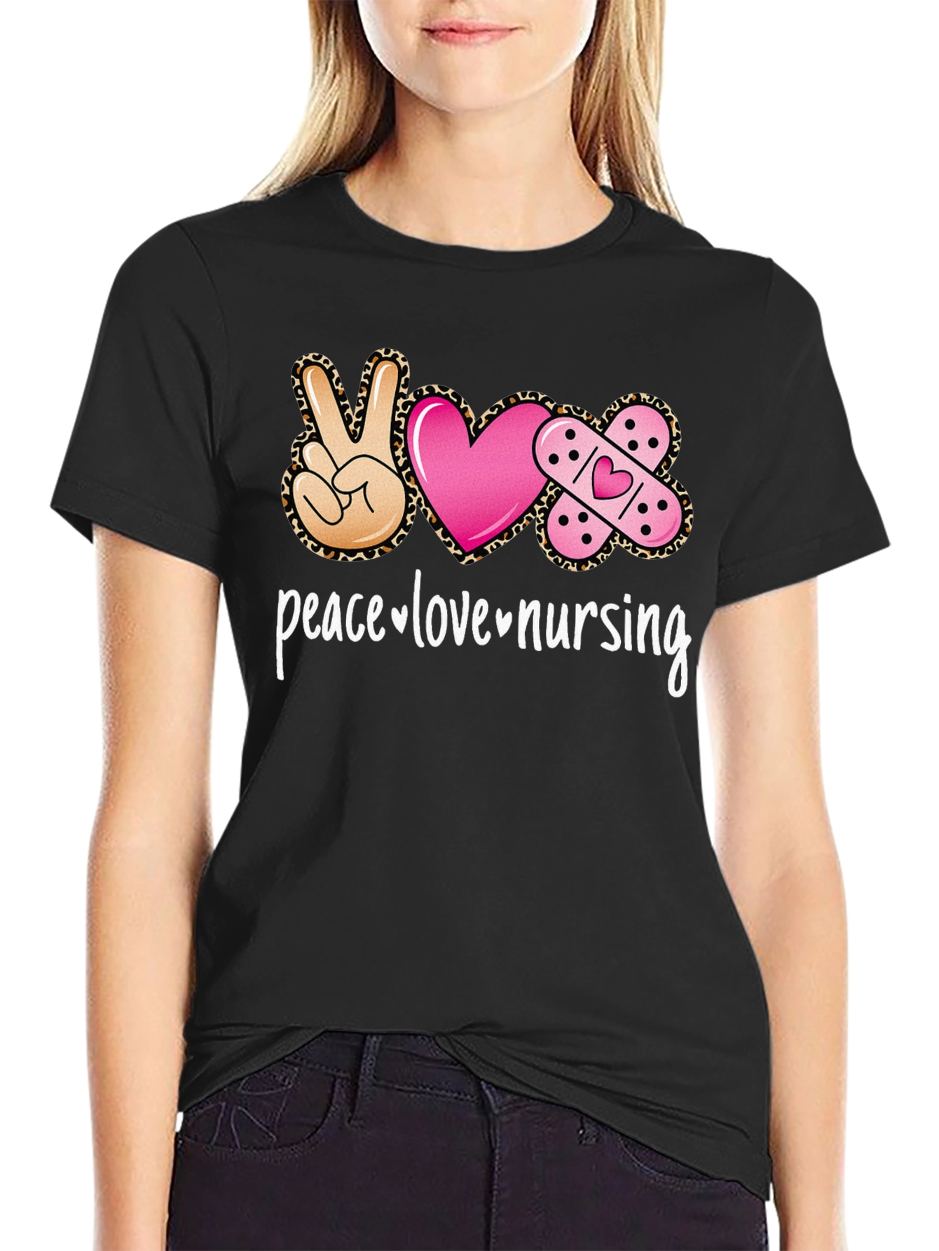 Peace Love Nursing Graphic T-Shirt