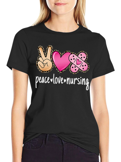 Peace Love Nursing Graphic T-Shirt