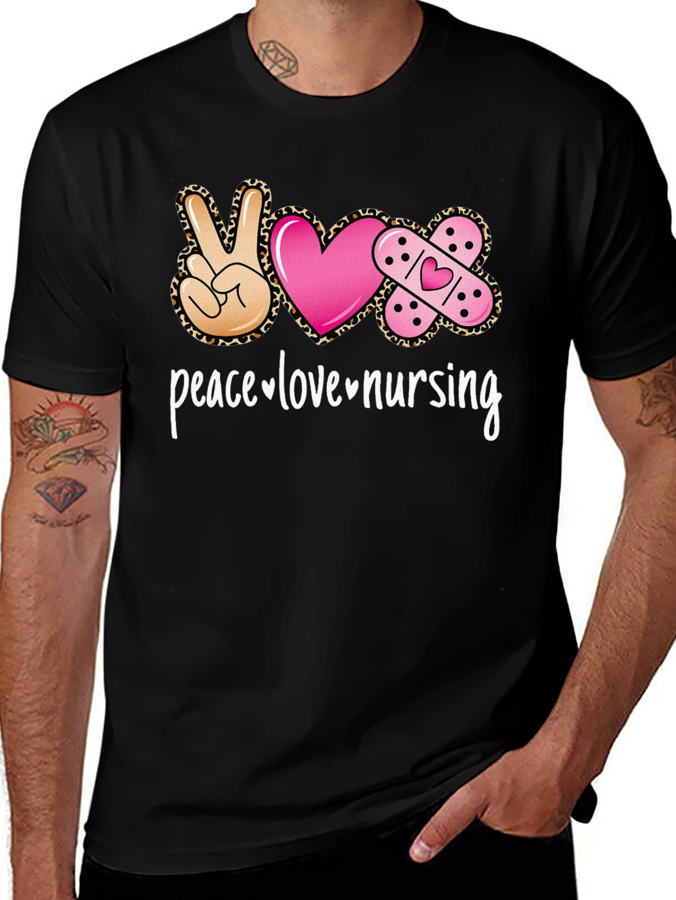 Peace Love Nursing Graphic T-Shirt