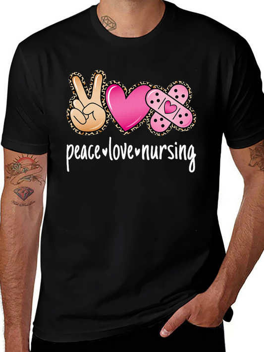 Peace Love Nursing Graphic T-Shirt