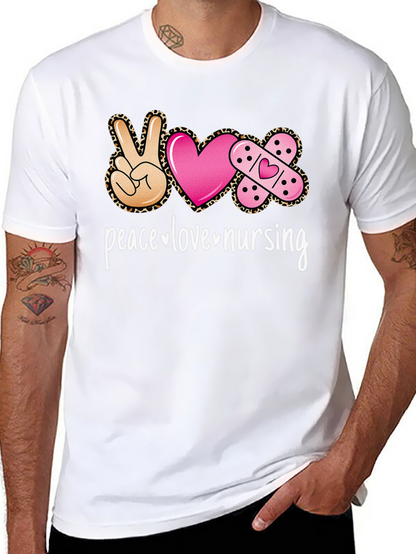 Peace Love Nursing Graphic T-Shirt