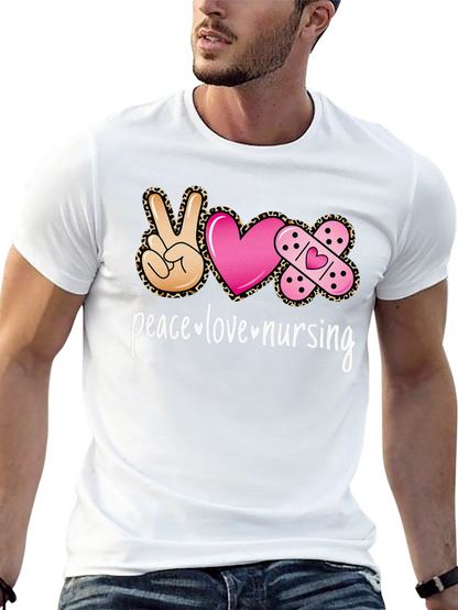 Peace Love Nursing Graphic T-Shirt