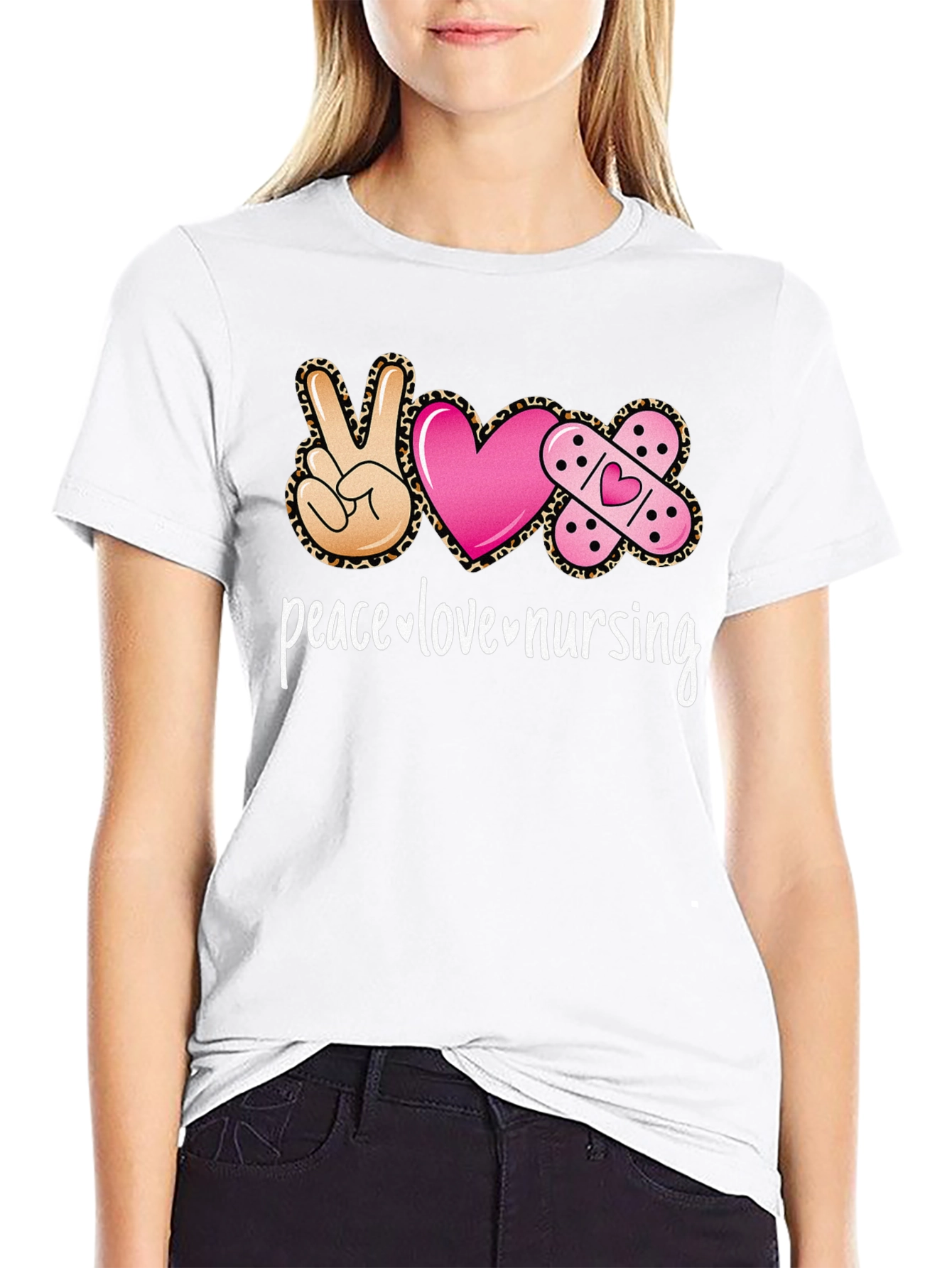 Peace Love Nursing Graphic T-Shirt