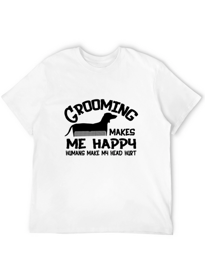 Grooming Makes Me Happy Black T-Shirt