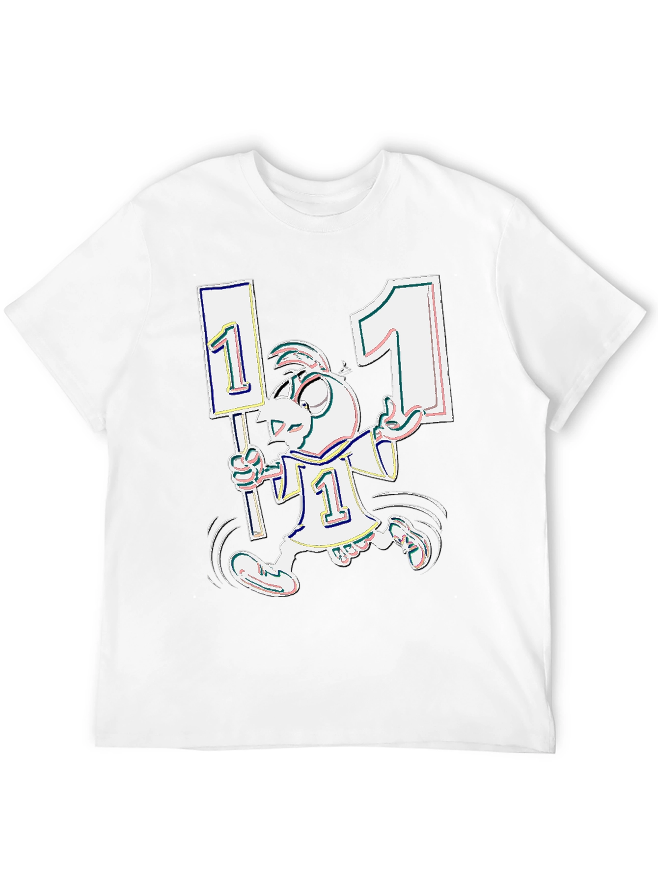 Funky Cartoon Number One Black T-Shirt