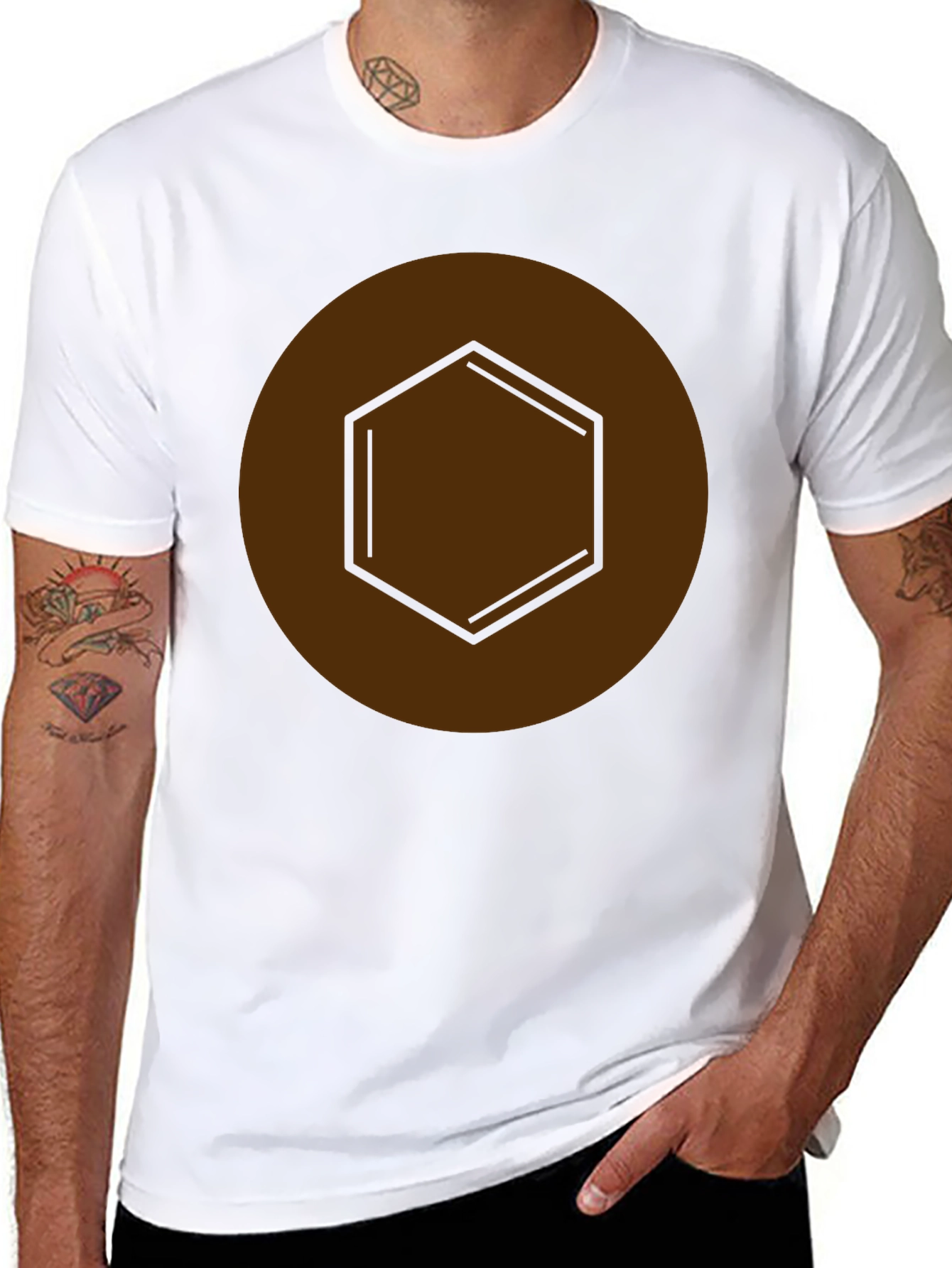 Geometric Hexagon Graphic Tee - Modern Casual Style