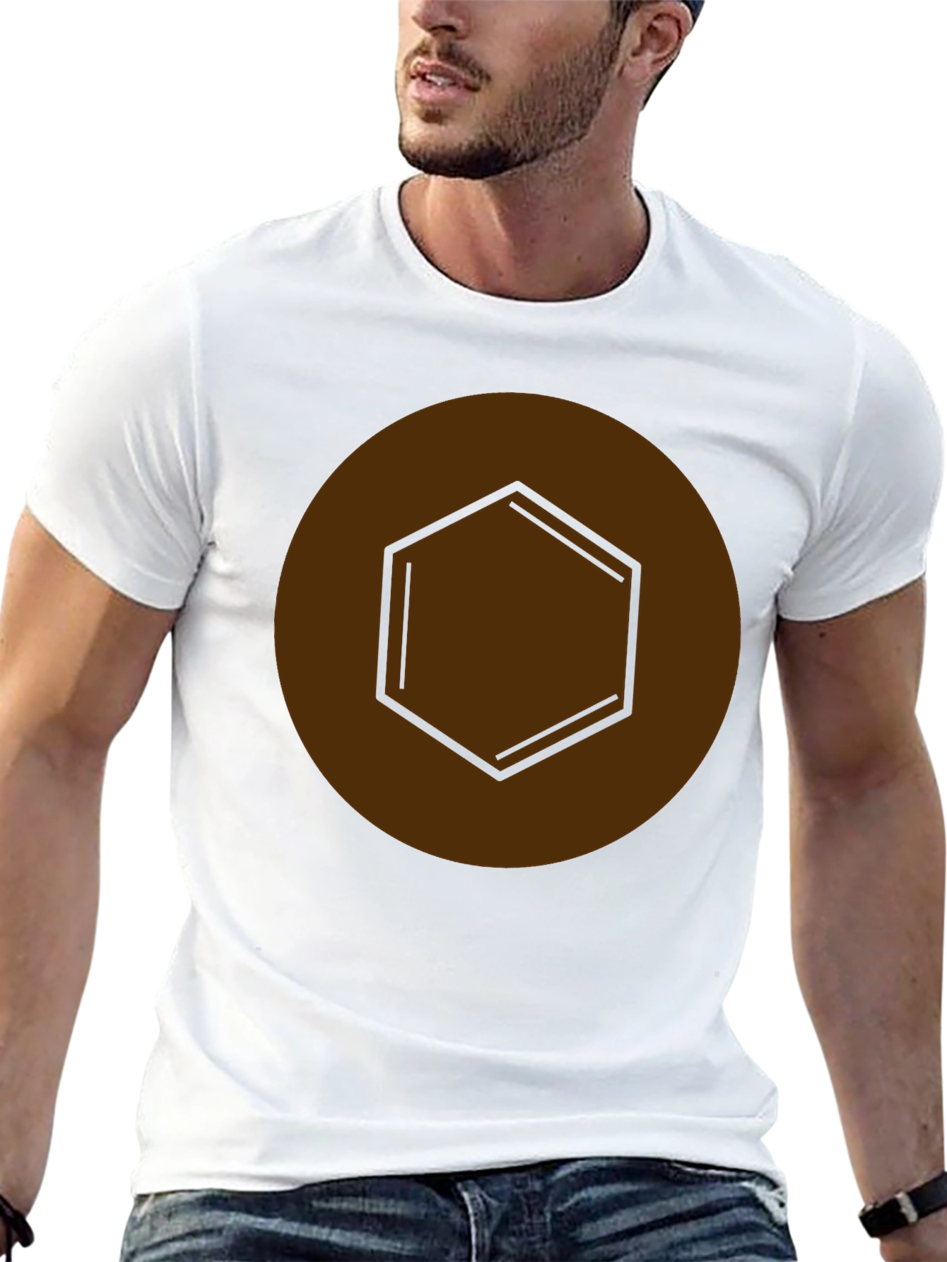 Geometric Hexagon Graphic Tee - Modern Casual Style