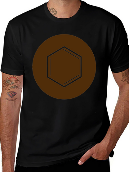 Geometric Hexagon Graphic Tee - Modern Casual Style