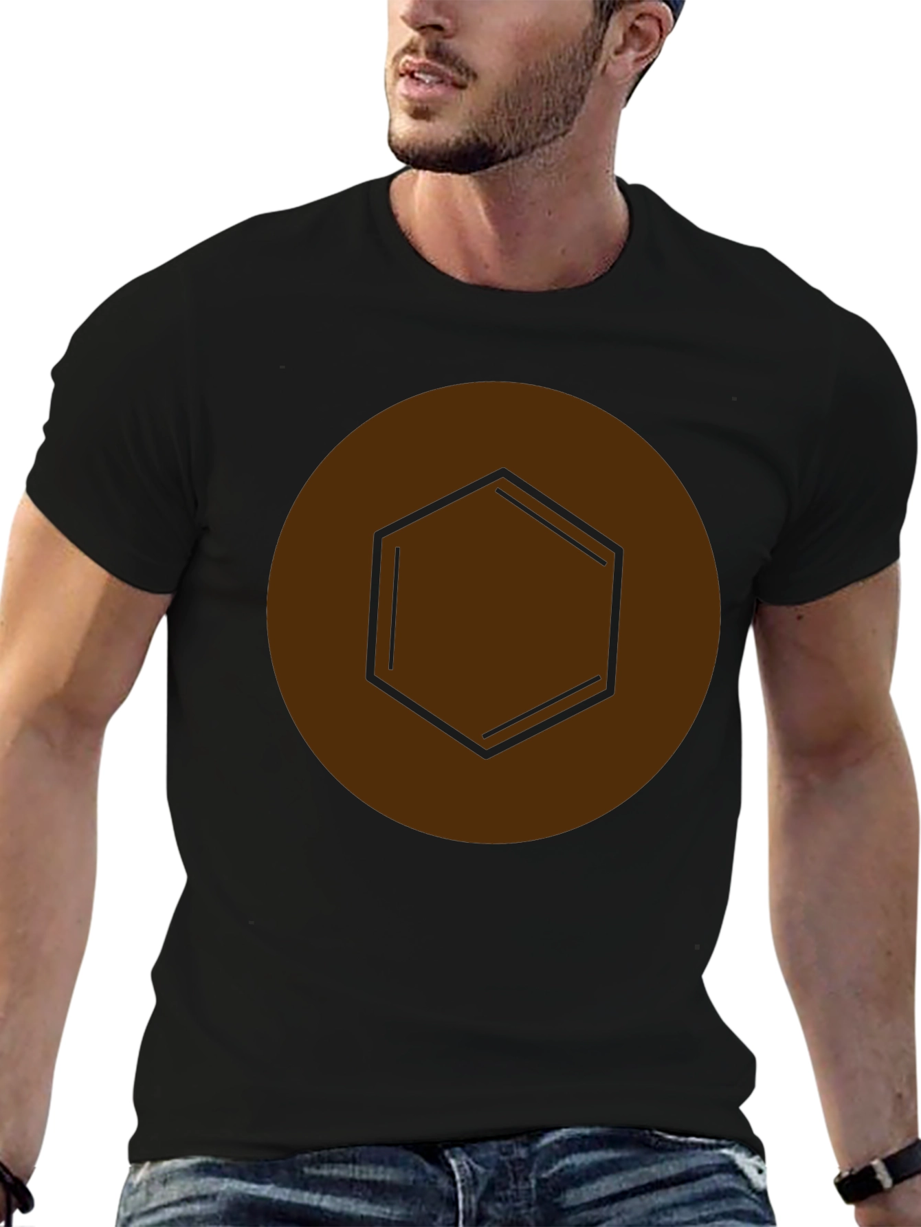 Geometric Hexagon Graphic Tee - Modern Casual Style