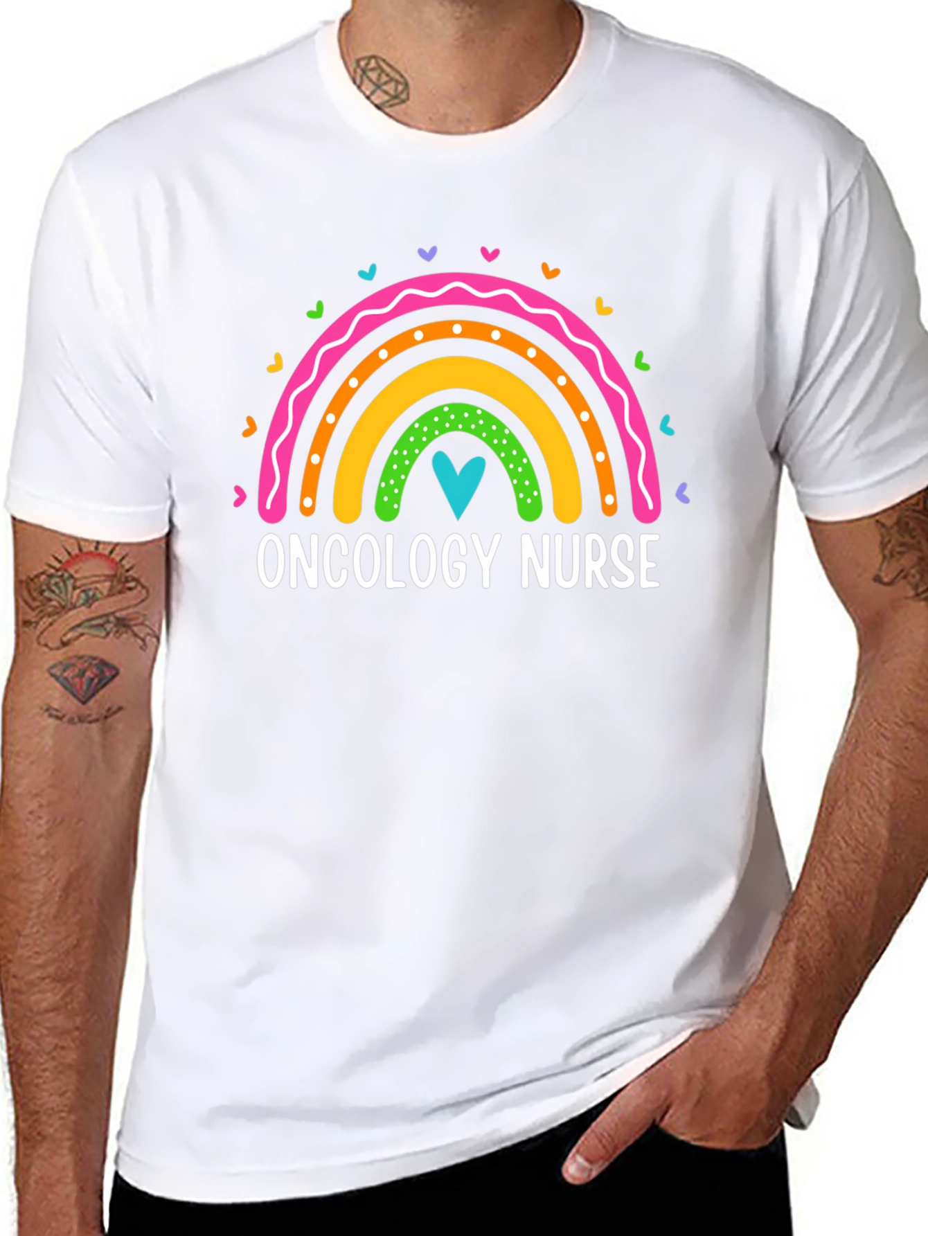 Oncology Nurse Rainbow Heart T-Shirt