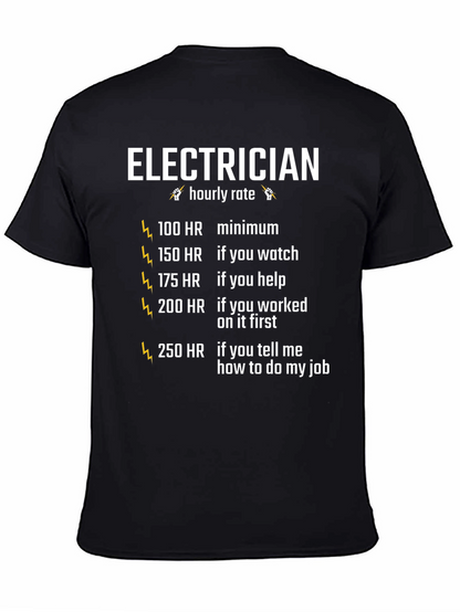 Electrician Hourly Rate Graphic Tee - Funny Electrician Shirt