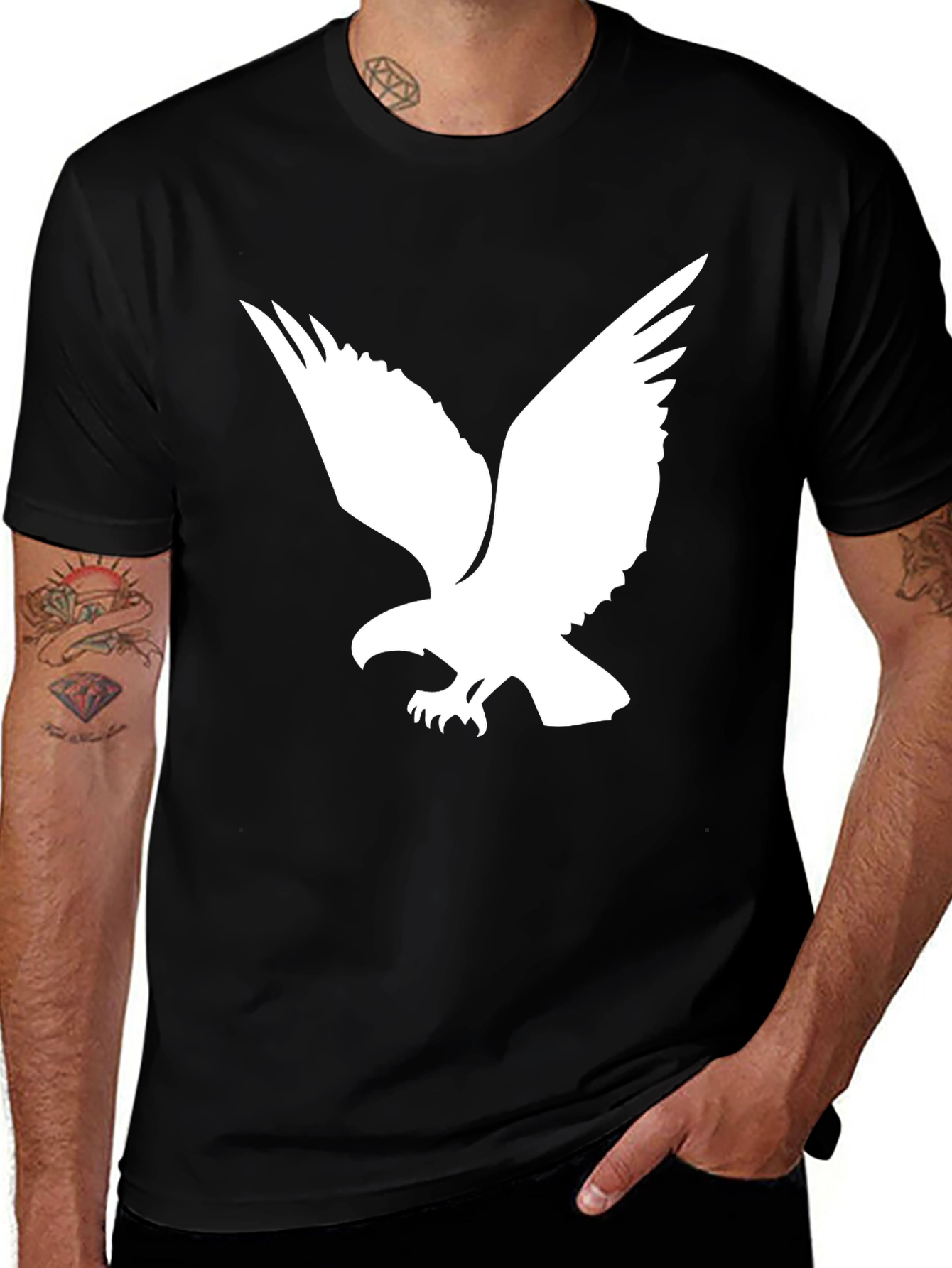 Black T-Shirt with Eagle Graphic