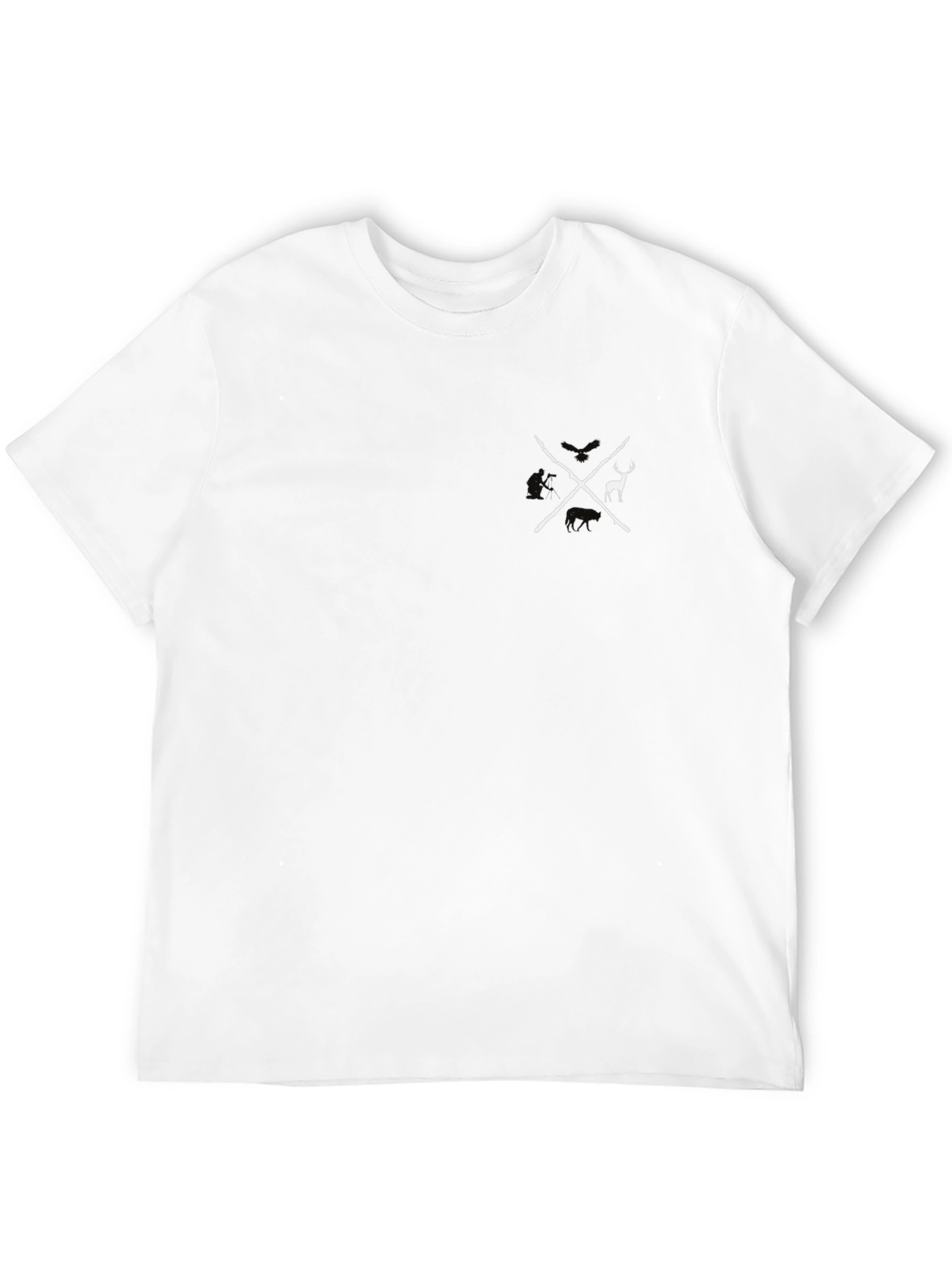 Mens Black Graphic Tee - Crossed Axes Deer Design