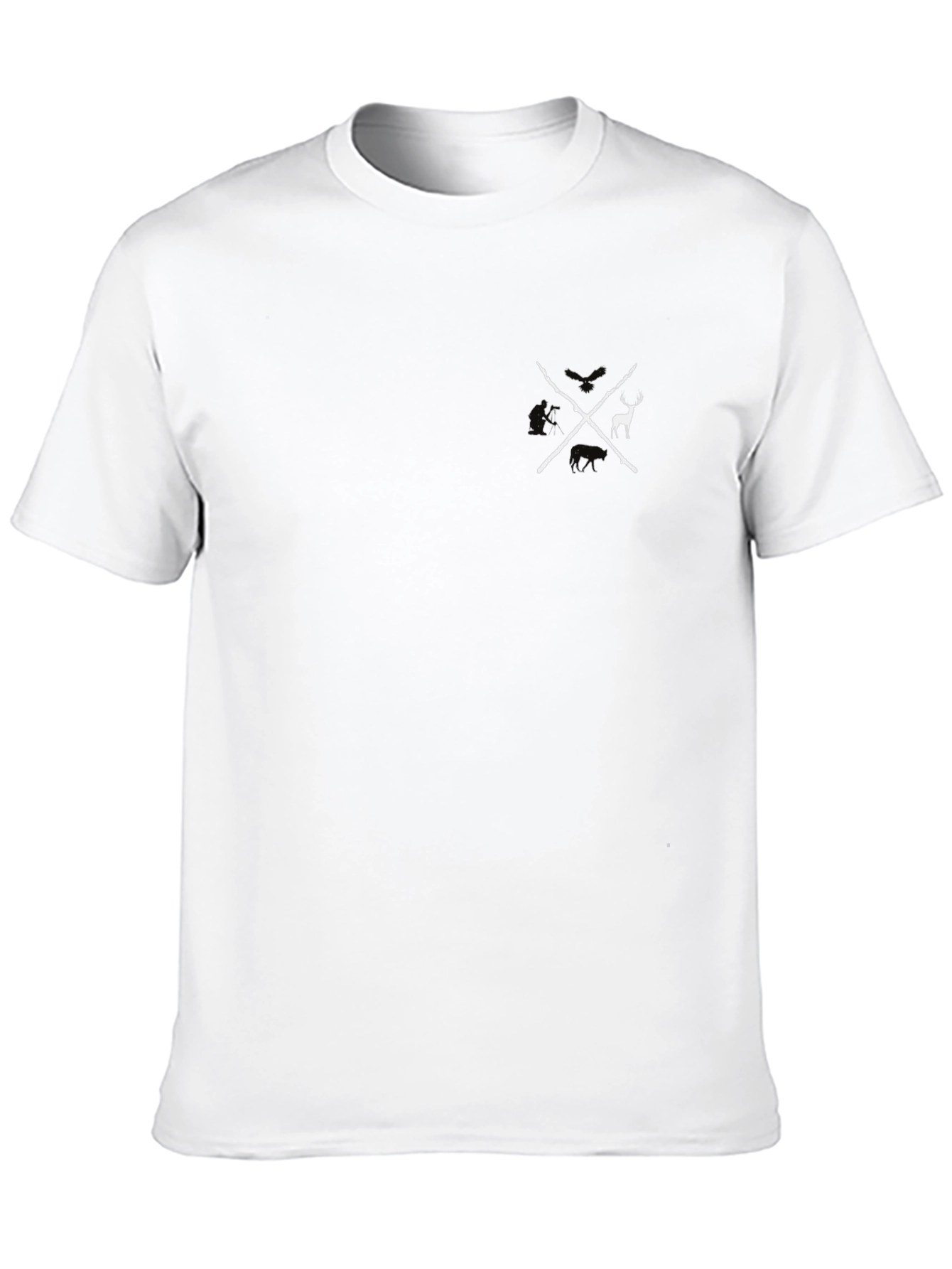 Mens Black Graphic Tee - Crossed Axes Deer Design