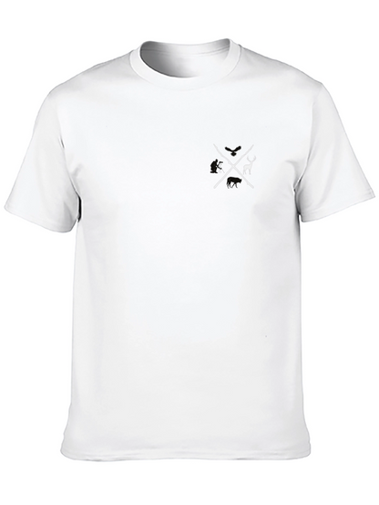Mens Black Graphic Tee - Crossed Axes Deer Design