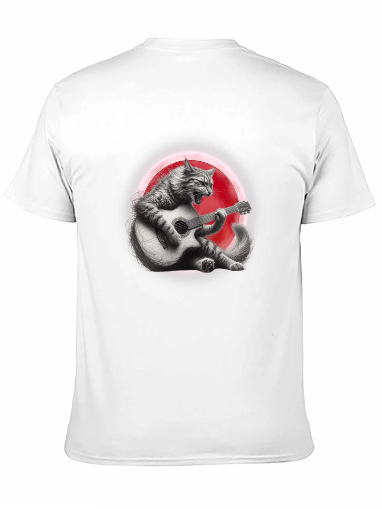 Cat Guitarist Graphic T-Shirt - Black