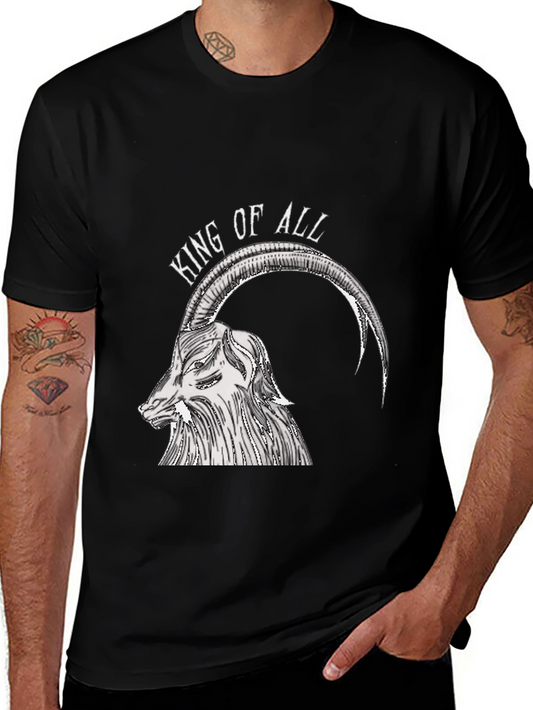 King of All Goat Graphic Tee - Black Cotton Shirt
