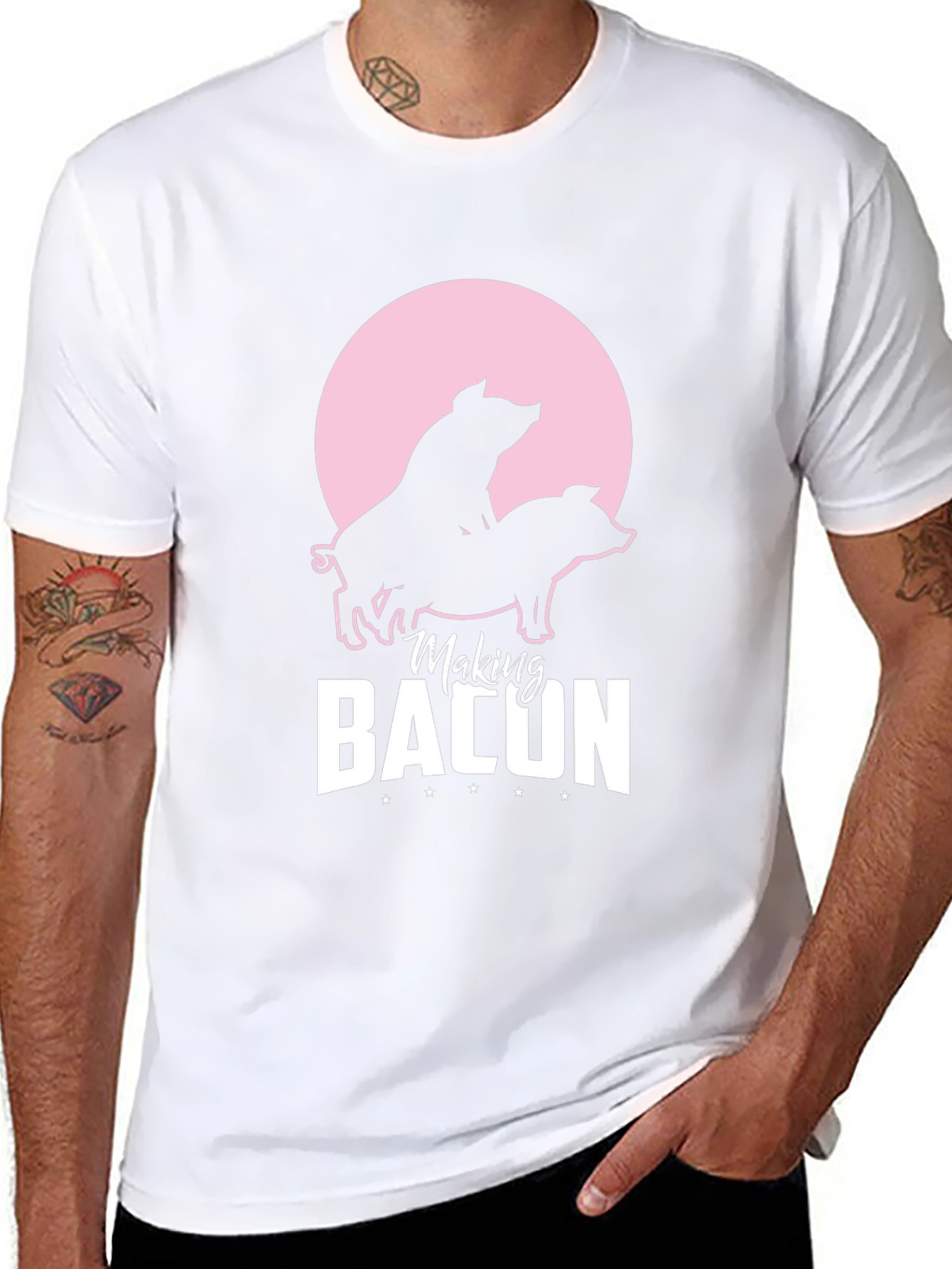 Making Bacon Graphic T-Shirt Funny Pig Design