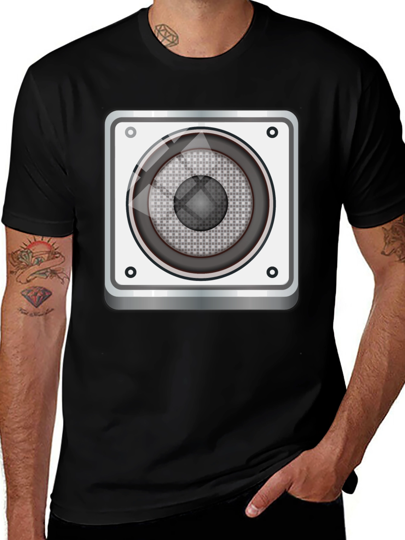 Speaker Graphic Print Black T-Shirt