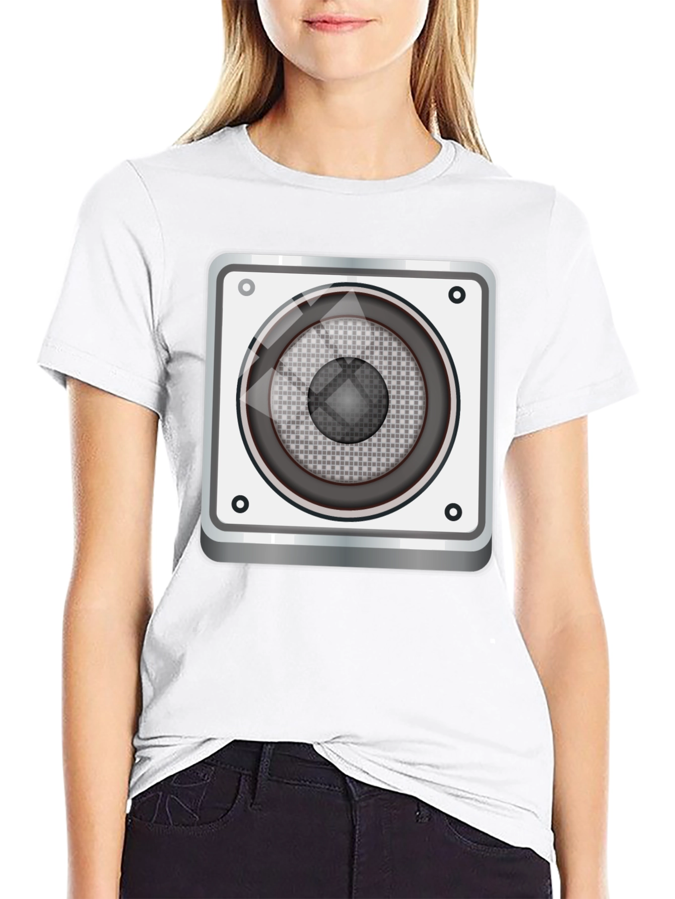 Speaker Graphic Print Black T-Shirt