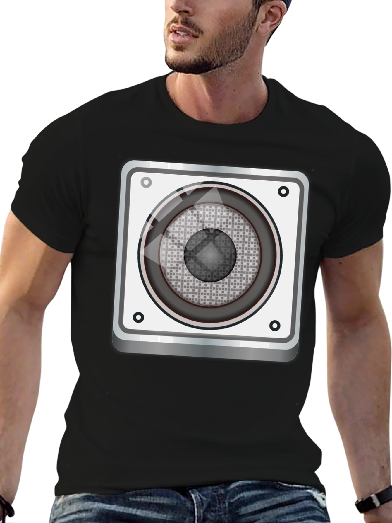 Speaker Graphic Print Black T-Shirt