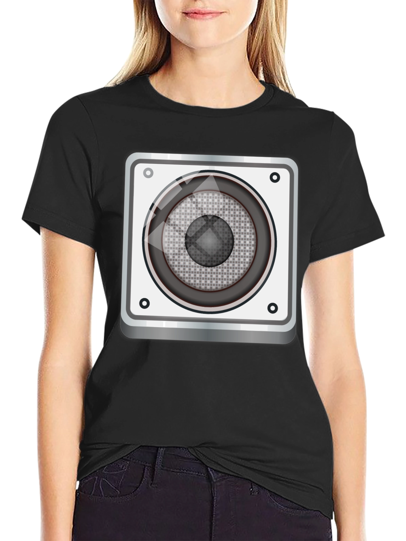 Speaker Graphic Print Black T-Shirt
