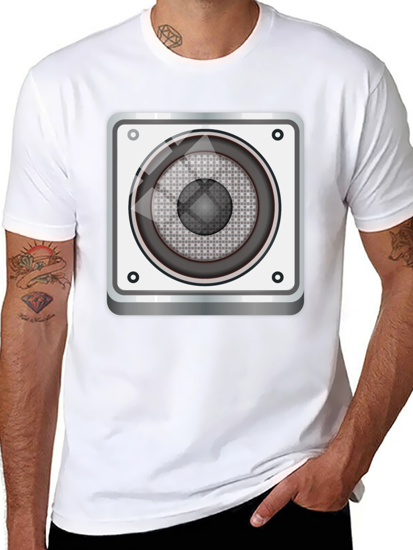 Speaker Graphic Print Black T-Shirt