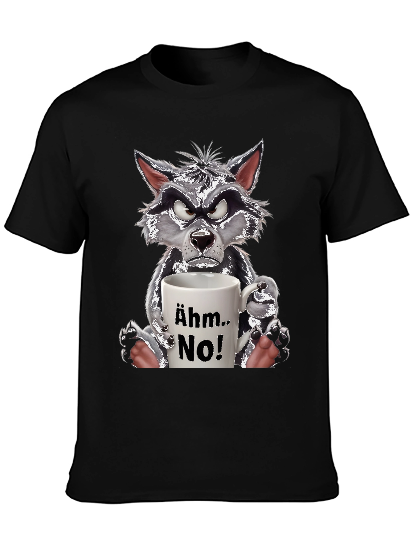 Ähm.. No! Wolf Graphic T-Shirt Funny Animal Tee