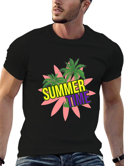 Summer Time Graphic Black T-Shirt