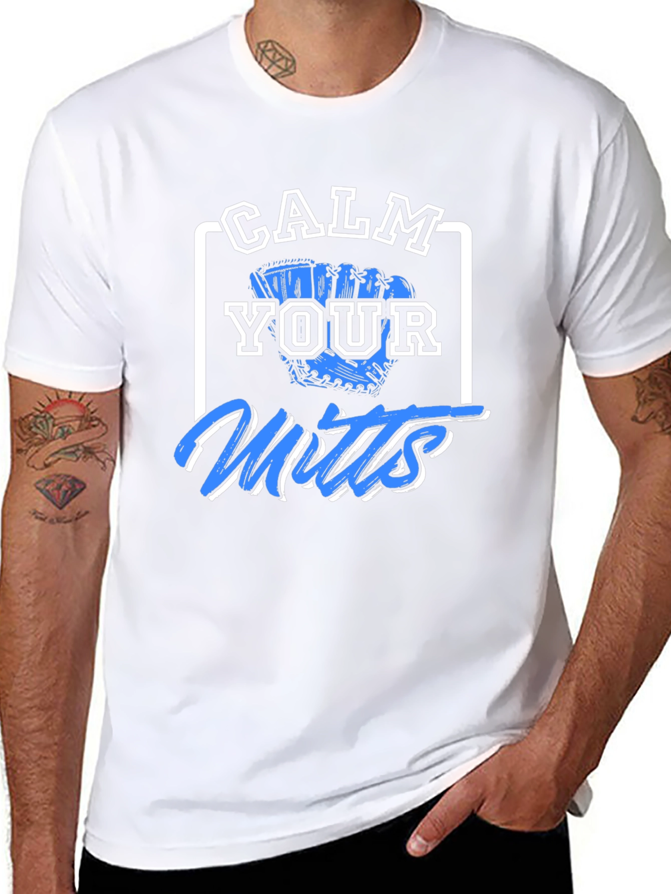 Calm Your Mitts Graphic T-Shirt - Baseball Fan Apparel