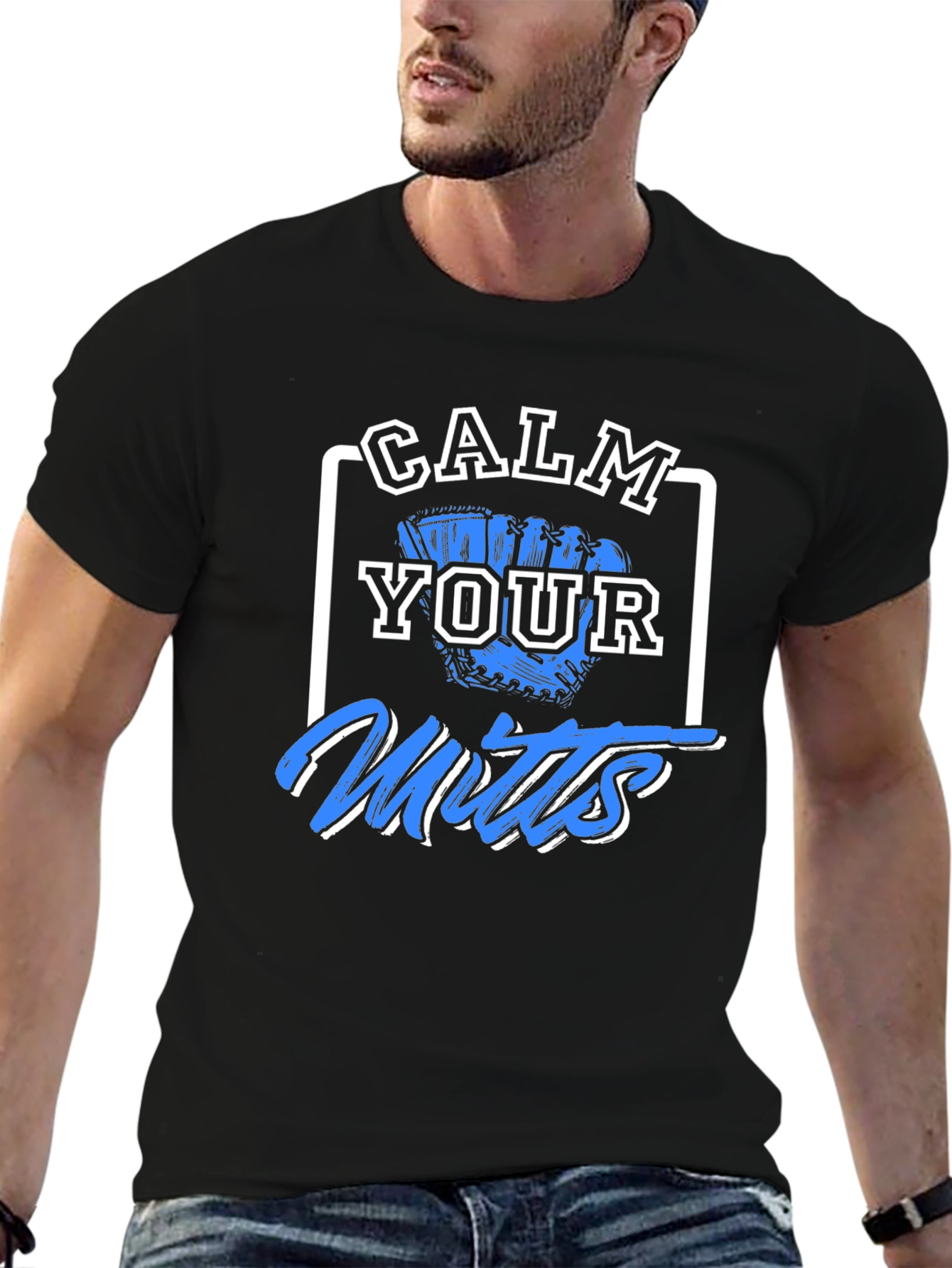 Calm Your Mitts Graphic T-Shirt - Baseball Fan Apparel