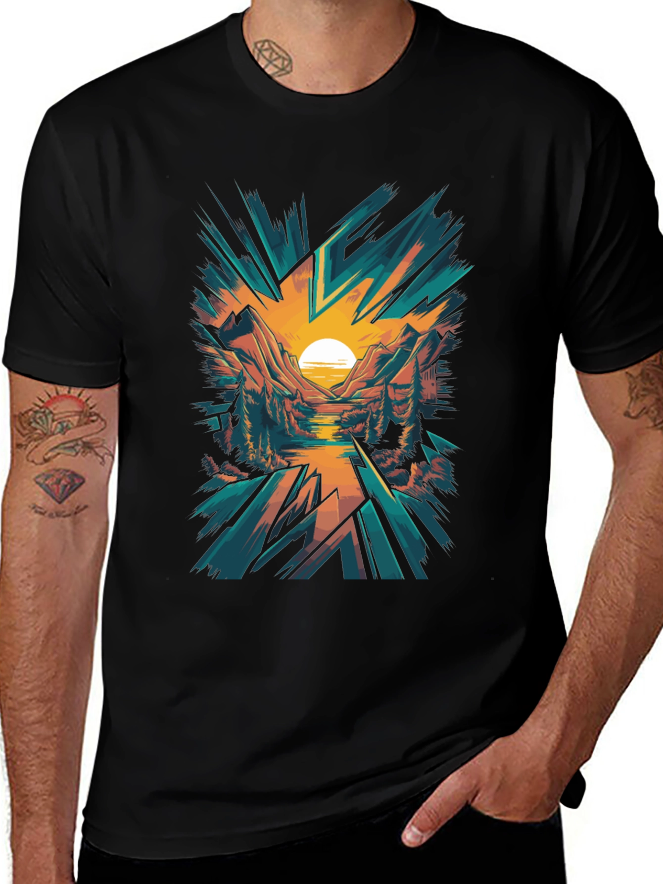Sunset Mountain Graphic Tee - Nature Inspired Design