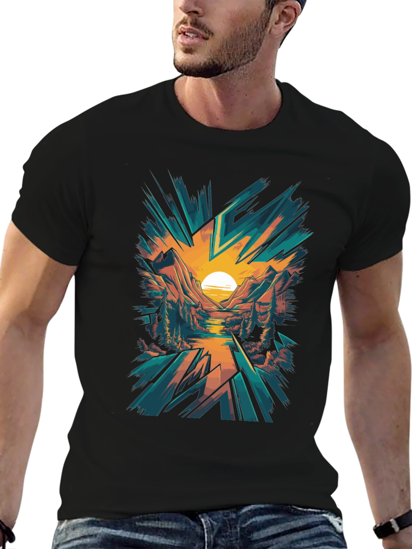 Sunset Mountain Graphic Tee - Nature Inspired Design