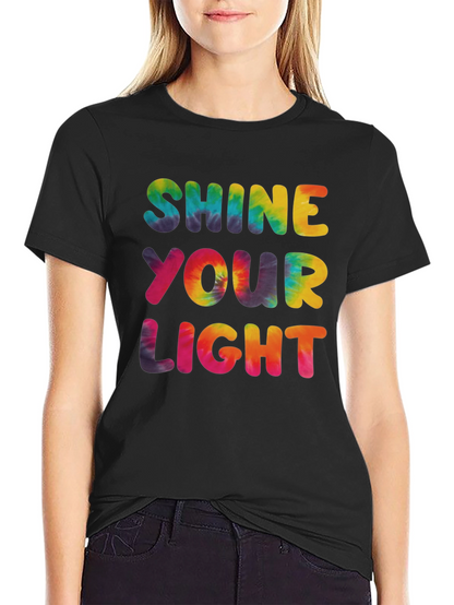 Shine Your Light Tie Dye Graphic Tee - Black