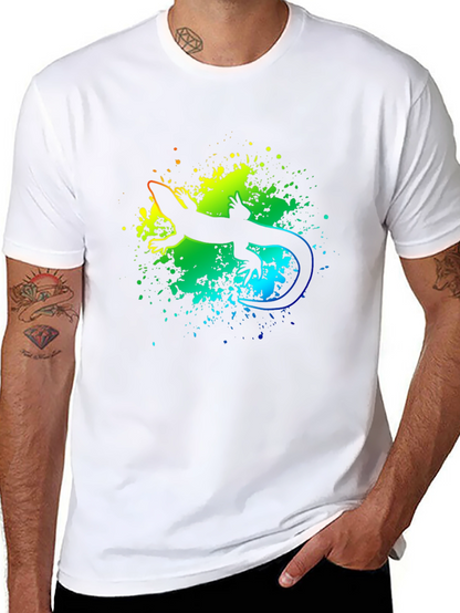 Vibrant Lizard Graphic Tee - Black Cotton