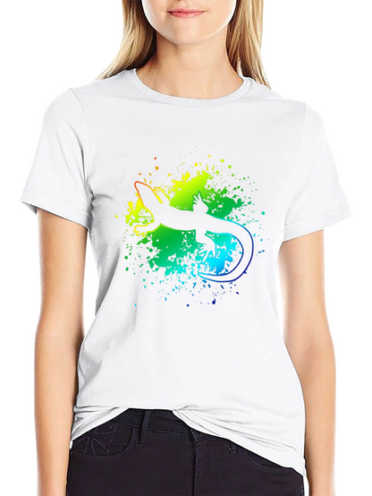 Vibrant Lizard Graphic Tee - Black Cotton