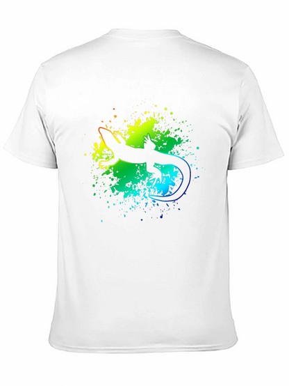 Vibrant Lizard Graphic Tee - Black Cotton