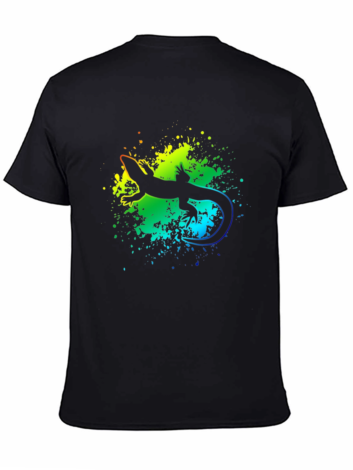 Vibrant Lizard Graphic Tee - Black Cotton