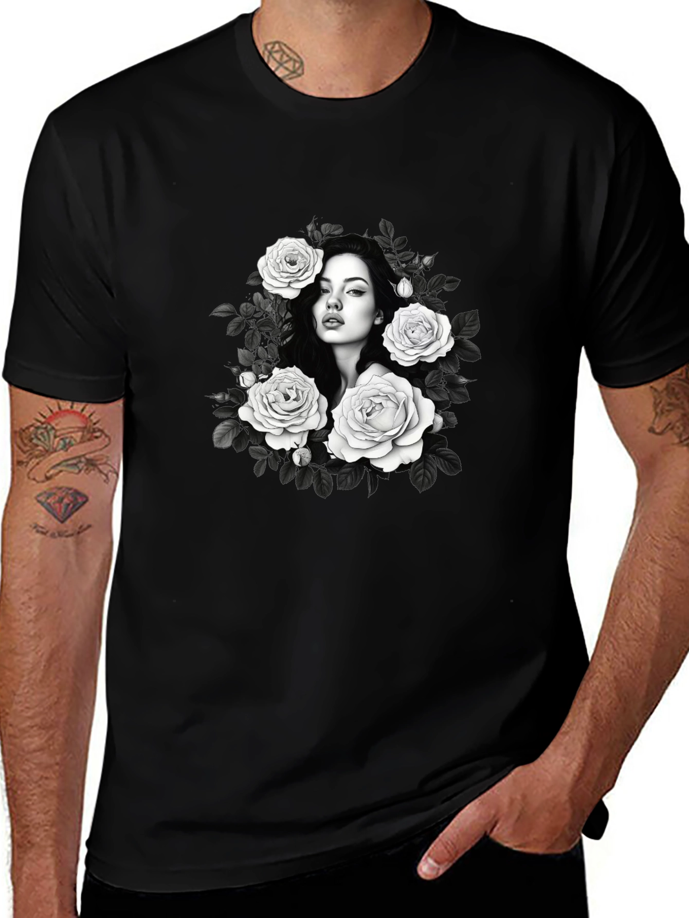 Floral Portrait Graphic T-Shirt