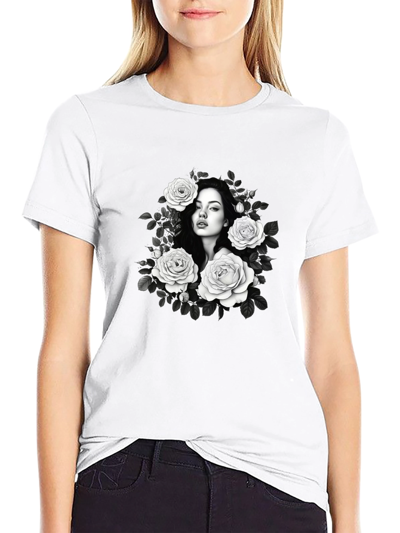 Floral Portrait Graphic T-Shirt