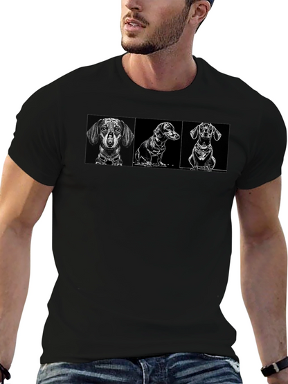 Dachshund Dog Breed Graphic Print Black T-Shirt